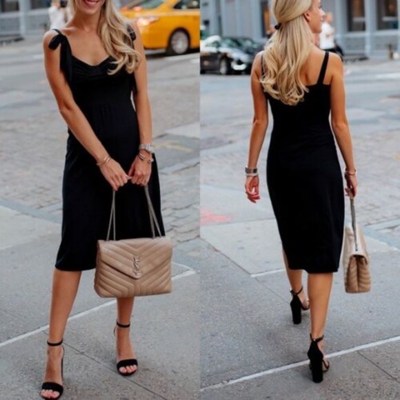 Reformation Black Wells Tie Shoulder Dress - Picture 2 of 11